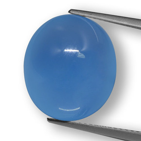 Agata Blu naturale da 12.22 ct, Taglio ovale, Traslucido
