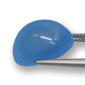Agata Blu naturale da 12.22 ct, Taglio ovale, Traslucido