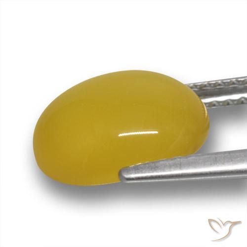 Agata Giallo intenso naturale da 3.29 ct, Ovale, Traslucido