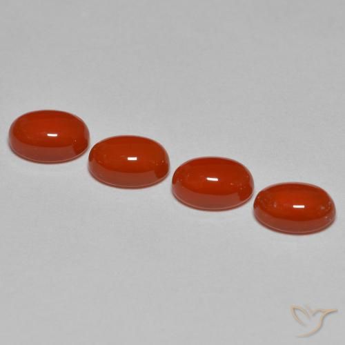 Gemme di Agata Rosso arancione naturale da 2.40 ct, Taglio ovale, Traslucido