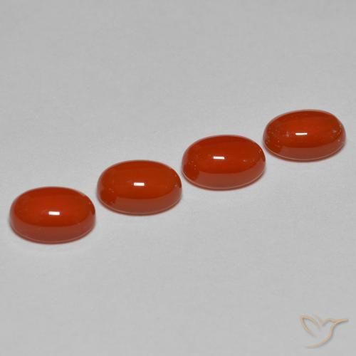 Gemme di Agata Rosso arancione naturale da 2.40 ct, Taglio ovale, Traslucido