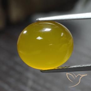 Agata Giallo intenso naturale da 5.29 ct, Ovale, Traslucido
