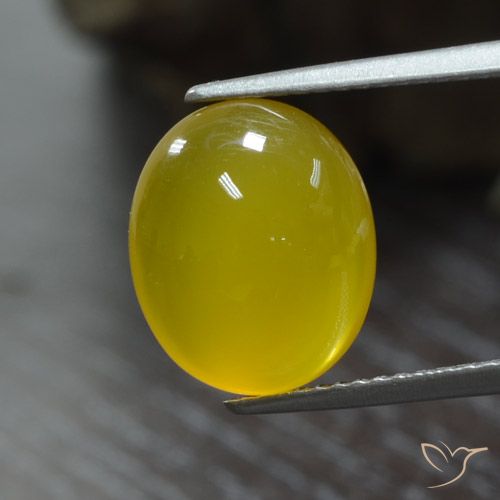 Agata Giallo medio-chiaro naturale da 5.05 ct, Ovale, Traslucido