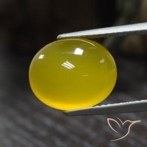 Agata Giallo medio-chiaro naturale da 5.05 ct, Ovale, Traslucido