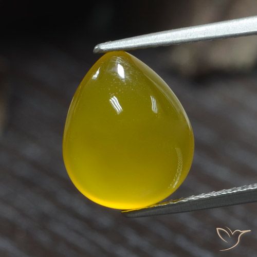 Agata Oro giallastro naturale da 4.80 ct, Forma a pera, Traslucido