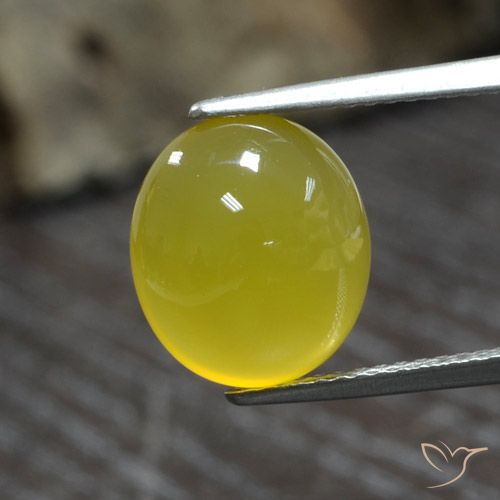 Agata Bombo Giallo naturale da 4.39 ct, Ovale, Traslucido