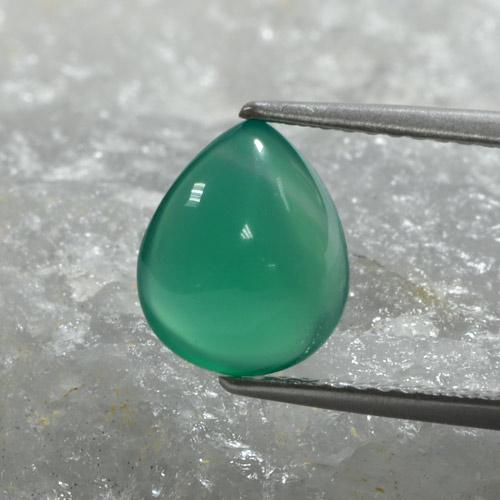 Agata naturale verde da 1,97 ct, taglio a pera, traslucido