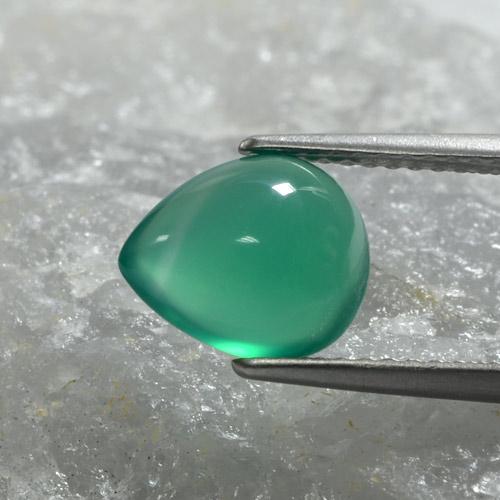 Agata naturale verde da 1,97 ct, taglio a pera, traslucido