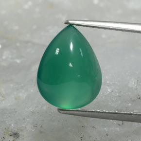 Agata naturale verde da 3,74 ct, taglio a pera, traslucido