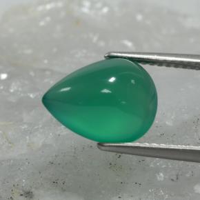 Agata naturale verde da 3,74 ct, taglio a pera, traslucido