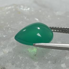 Agata naturale verde da 3,74 ct, taglio a pera, traslucido