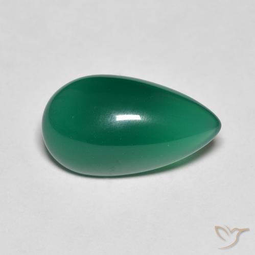 3.75ct Naturale Verde scuro medio Agata, Forma a pera, Traslucido