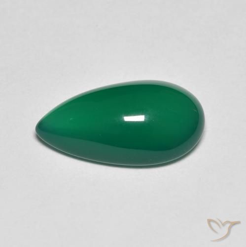 Agata Verde scuro medio naturale da 3.75 ct, Forma a pera, Traslucido