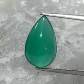 Agata naturale verde da 2,74 ct, taglio a pera, traslucido