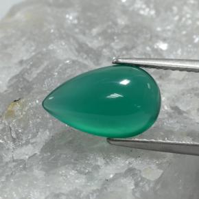 Agata naturale verde da 2,74 ct, taglio a pera, traslucido
