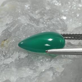 Agata naturale verde da 2,74 ct, taglio a pera, traslucido