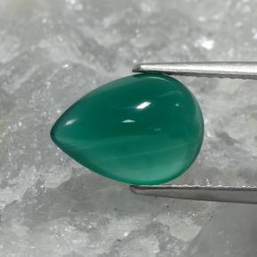 Agata Verde medio naturale da 2.66 ct, Forma a pera, Traslucido