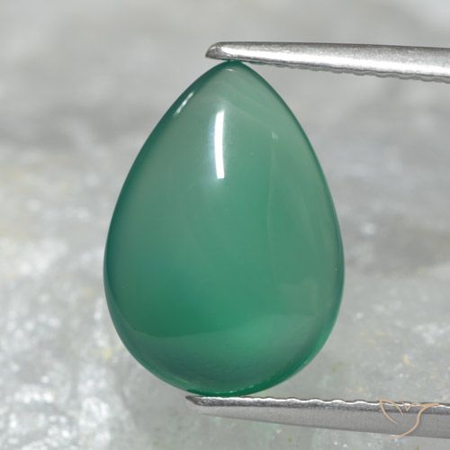 3.00ct Naturale Verde freddo Agata, Forma a pera, Traslucido