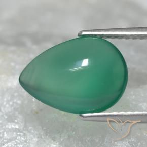 Agata Verde freddo naturale da 3.00 ct, Forma a pera, Traslucido