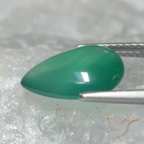 Agata Verde freddo naturale da 3.00 ct, Forma a pera, Traslucido