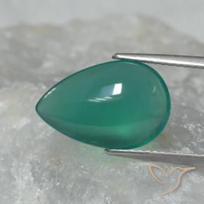 Agata Verde freddo naturale da 4.40 ct, Forma a pera, Traslucido