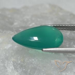 Agata Verde freddo naturale da 4.40 ct, Forma a pera, Traslucido