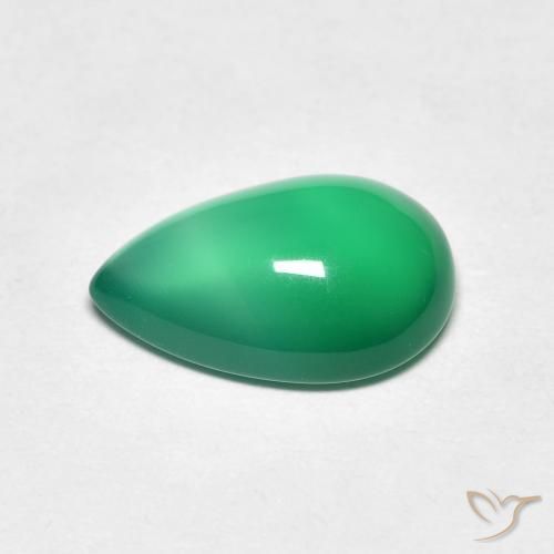 Agata Verde caldo naturale da 2.77 ct, Forma a pera, Traslucido
