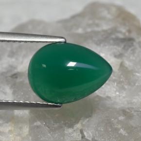 Agata naturale verde da 3,14 ct, taglio a pera, traslucido