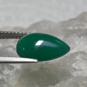 Agata naturale verde da 3,14 ct, taglio a pera, traslucido