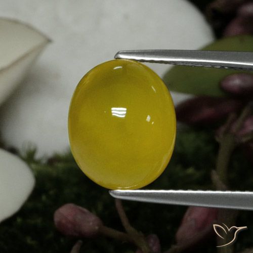 Agata Giallo medio naturale da 4.59 ct, Ovale, Traslucido