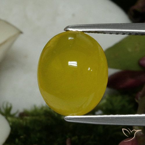 4.19ct Naturale Giallo medio Agata, Ovale, Traslucido