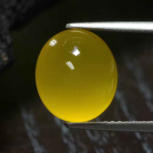 Agata naturale giallo da 4,16 ct, taglio ovale, traslucido