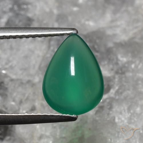 2.40ct Naturale Verde foresta Agata, Forma a pera, Traslucido