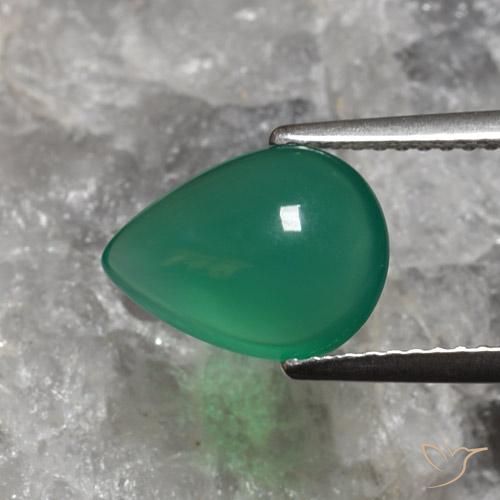 Agata Verde foresta naturale da 2.40 ct, Forma a pera, Traslucido