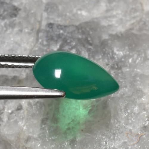 Agata Verde foresta naturale da 2.40 ct, Forma a pera, Traslucido