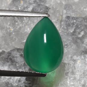 Agata Verde medio naturale da 3.08 ct, Forma a pera, Traslucido