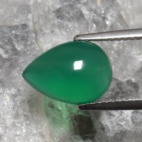 Agata Verde medio naturale da 3.08 ct, Forma a pera, Traslucido
