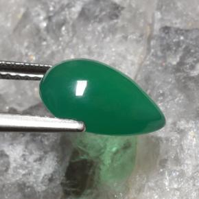 Agata Verde medio naturale da 3.08 ct, Forma a pera, Traslucido