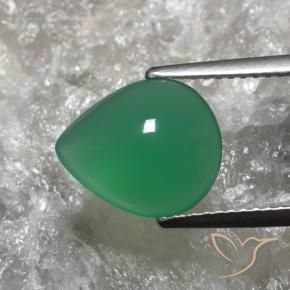 Agata Verde caldo naturale da 3.01 ct, Forma a pera, Traslucido