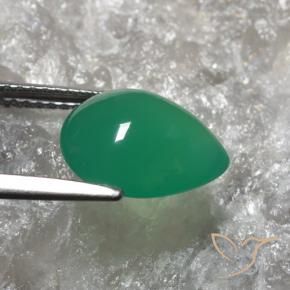 Agata Verde caldo naturale da 3.01 ct, Forma a pera, Traslucido