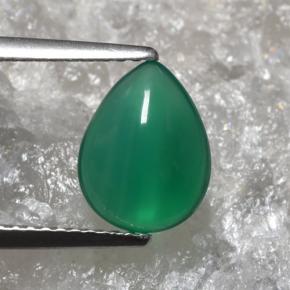 Agata Verde caldo naturale da 1.66 ct, Forma a pera, Traslucido