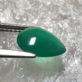 Agata Verde caldo naturale da 1.66 ct, Forma a pera, Traslucido