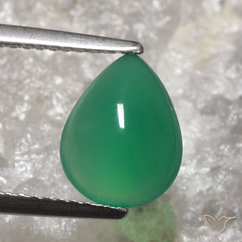 2.04ct Naturale Verde caldo Agata, Forma a pera, Traslucido