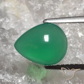 Agata Verde caldo naturale da 2.04 ct, Forma a pera, Traslucido