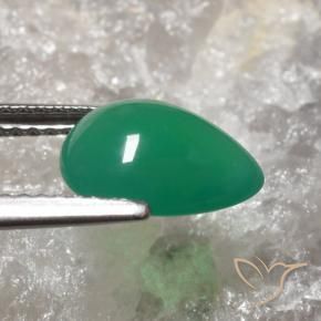 Agata Verde caldo naturale da 2.04 ct, Forma a pera, Traslucido