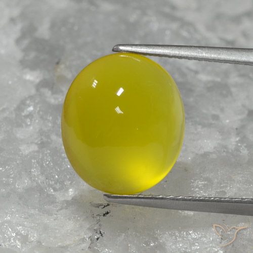 Agata Bombo Giallo naturale da 5.05 ct, Ovale, Traslucido