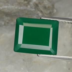 Agata naturale verde da 5,08 ct, taglio smeraldo, traslucido