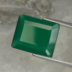 Agata naturale verde da 5,08 ct, taglio smeraldo, traslucido