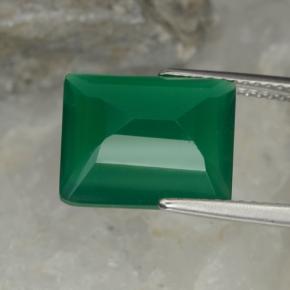 Agata naturale verde da 5,08 ct, taglio smeraldo, traslucido