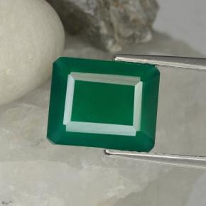 Agata naturale verde da 3,79 ct, taglio smeraldo, traslucido